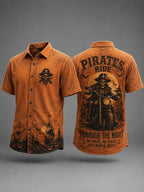 Retro Pirate Fun Halloween Art Print Casual Shirt