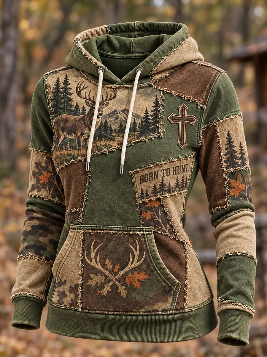 Women's Retro Hunting Culture Art Print Hoodie