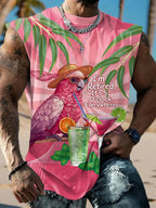 Men's I'm Retired, Itâ€ ̃s 5 O'clock Everywhere Parrot Print Casual Tank Top