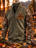 🏕️ Hunting Club Buck Antler Quarter-Zip Hoodie