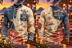 Men's Pirate Map Patchwork Lace-Up Long Sleeve Shirt