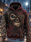 Distressed Pirate Skull Print Hoodie