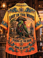 Men’s Vintage  "LOST IN THE WAVES " Old Salt Printed Short Sleeve Shirt