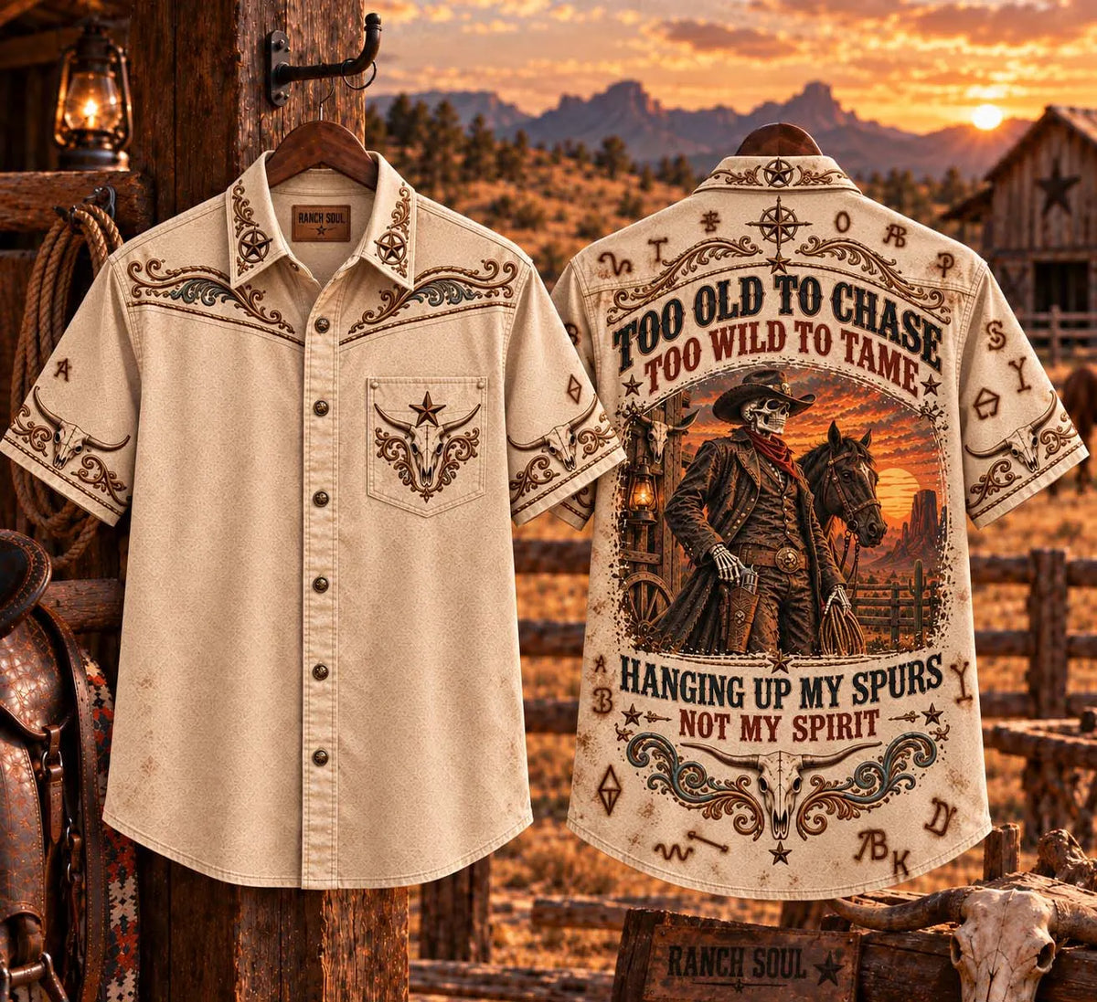 🤠 Too Old to Chase Too Wild to Tame Cowboy Shirt