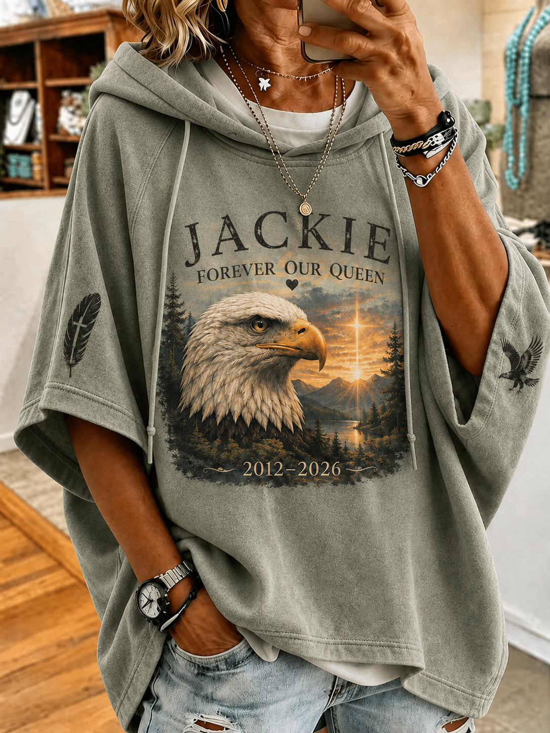 Women's Jackie The Eagle Printed Hoodie