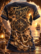 Pirate Woman Treasure Hunt Nautical Graphic T-Shirt