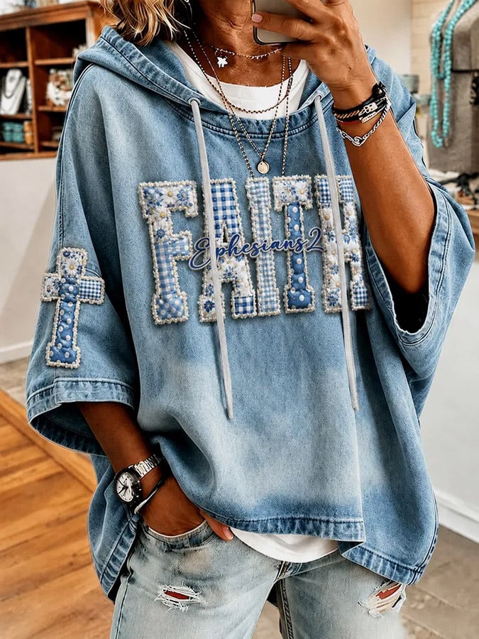 Women's Faith Cross Print Hoodie