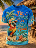 Men's "I'm Retired, It's Five o'clock Everywhere Now" Parrot Print Casual T-shirt