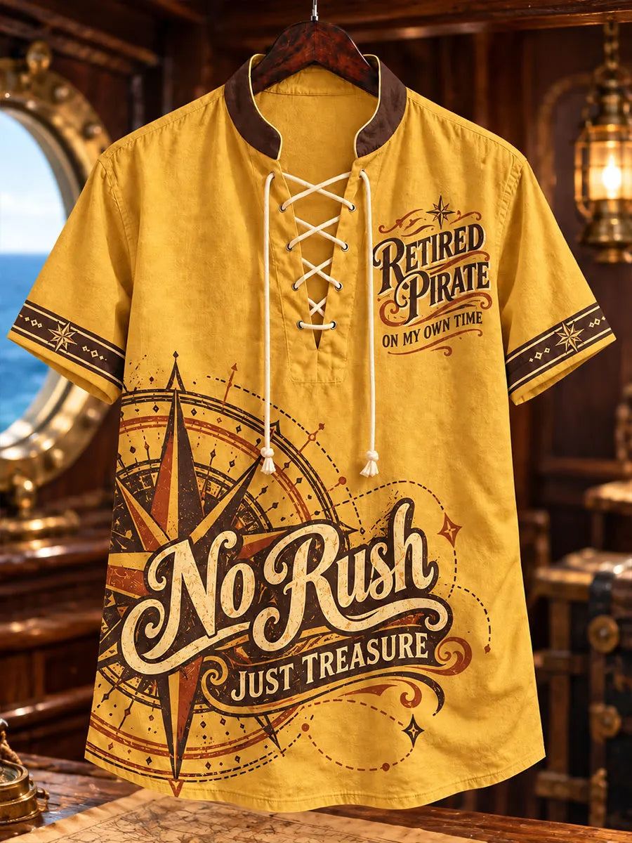 Retired Pirate No Rush Treasure Men's Vintage Shirt