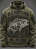 Men's Funny Old Bastards Fishing Club Lifetime Member Print  Zipper Jacket