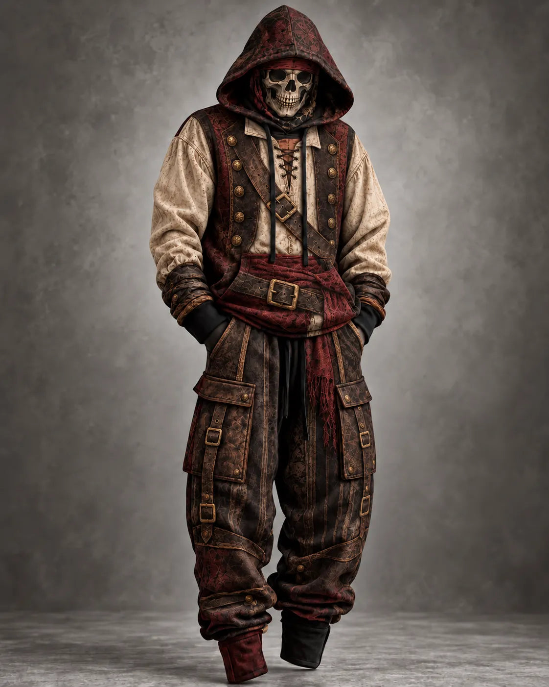 ⚔️ Gothic Medieval Pirate Captain Corsage & Leather Belt Tracksuit Set