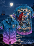 Men’s Vintage “LOST AT SEA · FOUND THE SIREN” Printed Short Sleeve Shirt