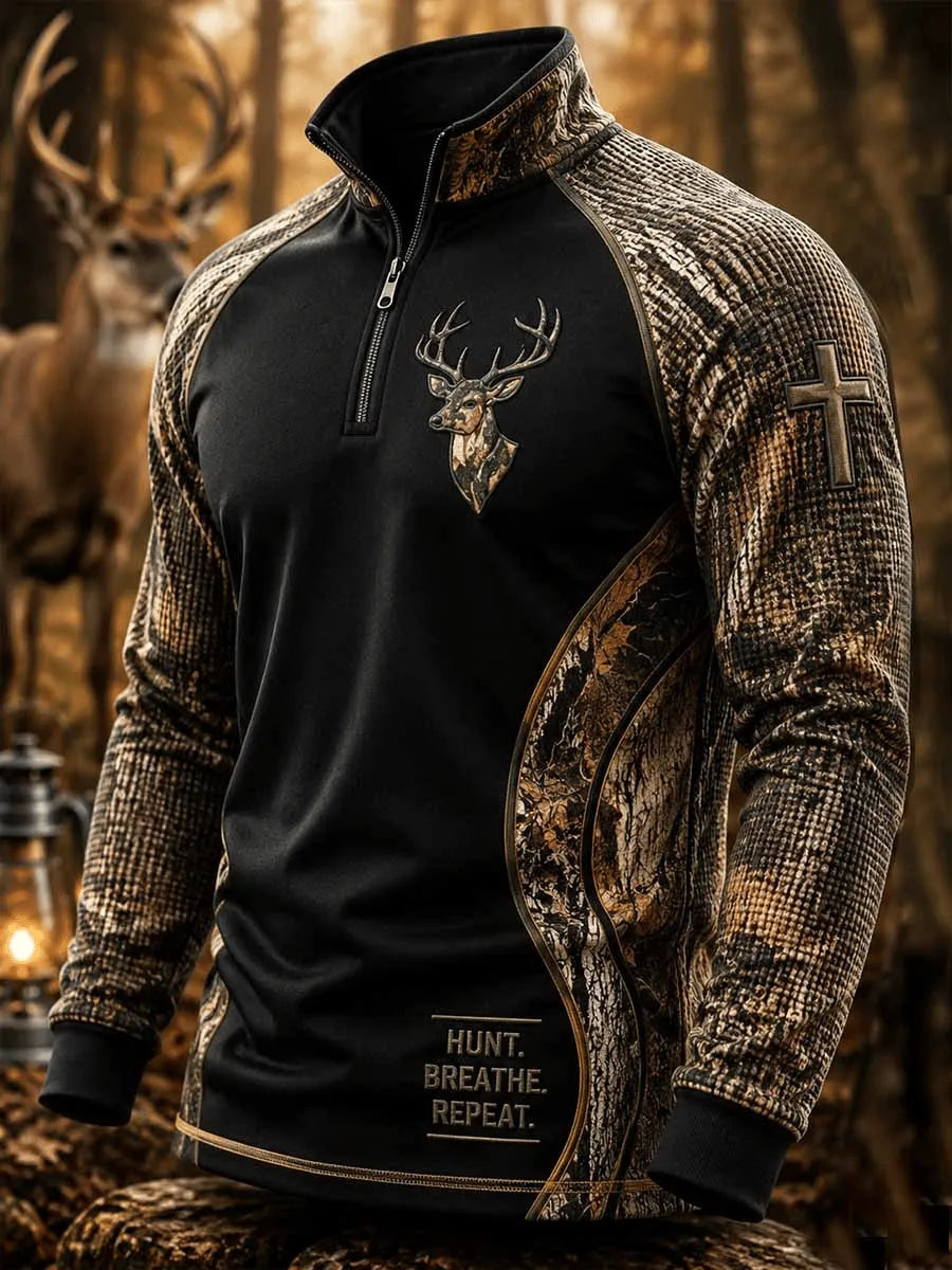 Men's Vintage Traditional Reindeer Pattern Western Sweatshirt