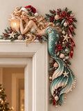 🧜‍♀️ Christmas Mermaid Door Frame Topper – Coastal Holiday Ocean Corner Decor
