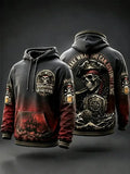 Men's Pirate Skull Sword Ship Art Print Pocket Hoodie