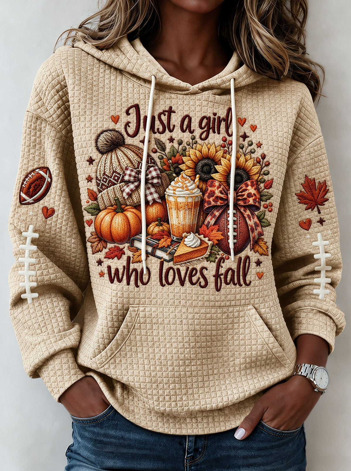 Women'S Just A Girl Who Loves Fall Football Hoodie