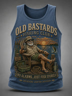 Men's Funny Old Bastards Fishing Club Lifetime Member Print Casual Tank Top