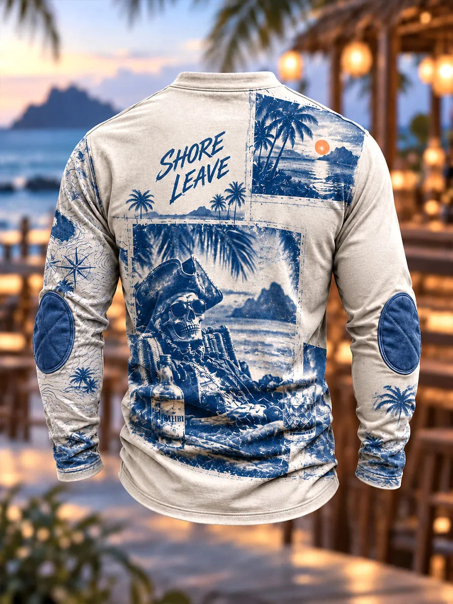 Men's Vintage Pirate Shore Leave Lace-Up Long Sleeve Shirt