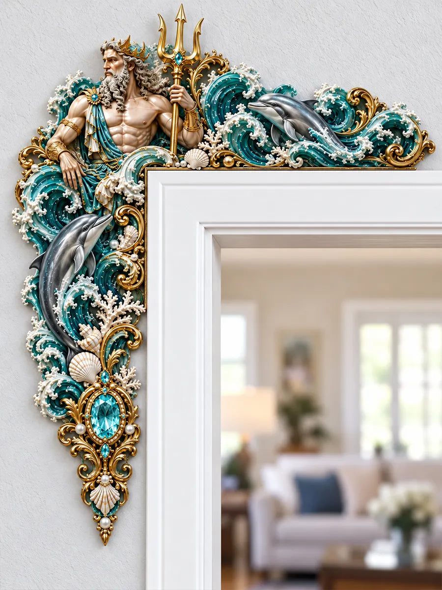 Exquisite Trident God of Sea Corner Wall Art
