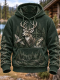 🌲 Forest Deer Duck & Bass Fishing Compass Hoodie