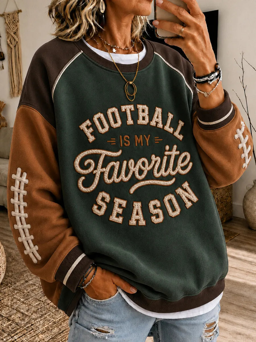 🏈 Football Is My Favorite Season Vintage Text Sweatshirt