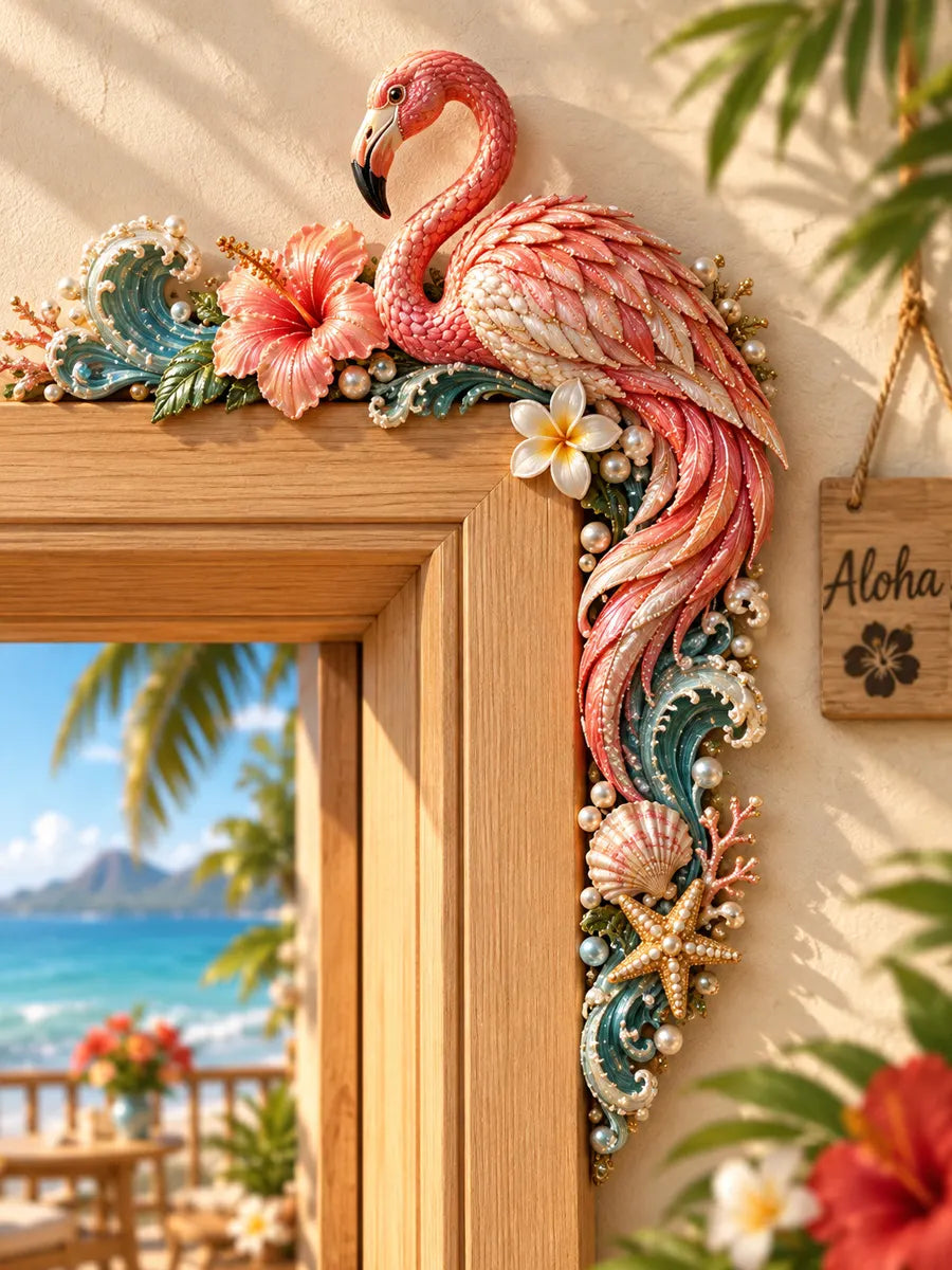 Tropical Flamingo Wooden Door Corner Decoration
