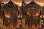 Retro Deer Hunting Culture Art Print Casual Shirt