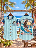 Men’s Pirate Skeleton Surfing Short Sleeve Shirt