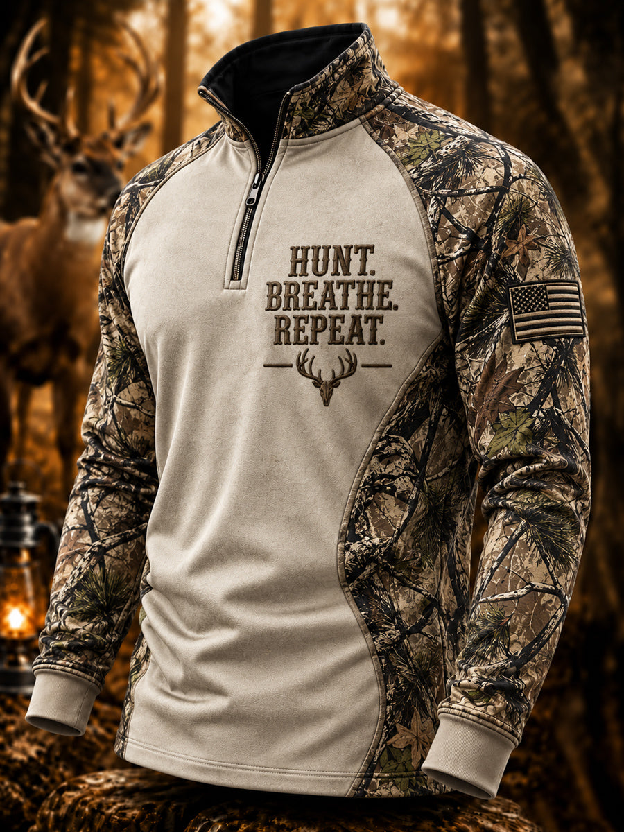 Men's Retro Hunting and Faith Casual Zipper Sweatshirt