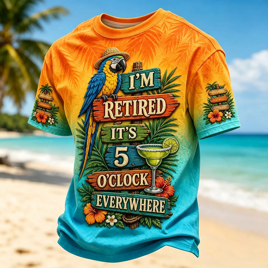 Men's I'm Retired It's 5 O'clock Everywhere Parrot Short Sleeve T-shirt