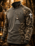 Men's Retro Hunting and Faith Casual Zipper Sweatshirt